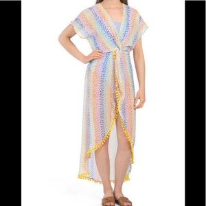 America & Beyond Colorful Rainbow Swim Cover-Up NWT